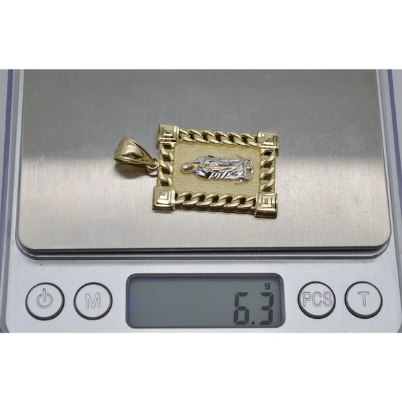 Real Solid 10K Yellow Gold Shiny Virgin Mary Lady Guadalupe Pendant 6.3gr - Picture 6 of 7